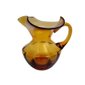 Rainbow Glass Hand Blown Amber Small Pitcher
